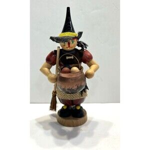 Vintage Halloween Witch German Erzgebirgische Volkskunst 7.5" Figurine Brew